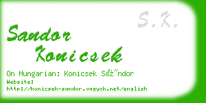sandor konicsek business card